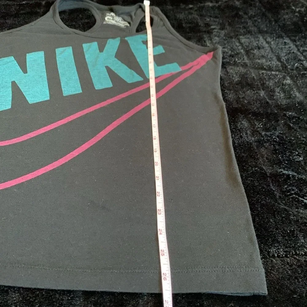 Women’s Black Nike Pink Swoosh Sportswear Athletic Racerback Tank Top Medium